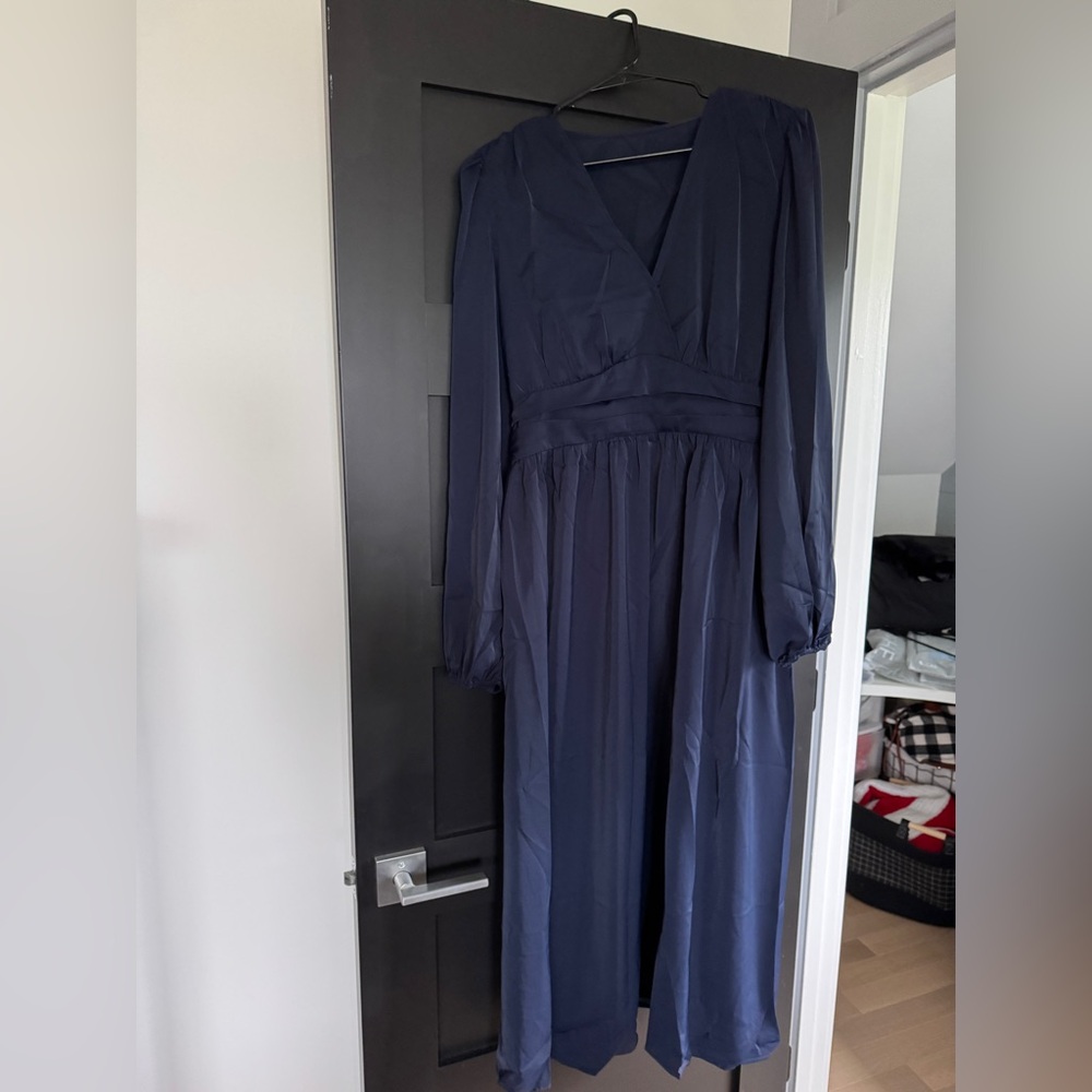 Cupshe Deep Blue Long Sleeve Dress